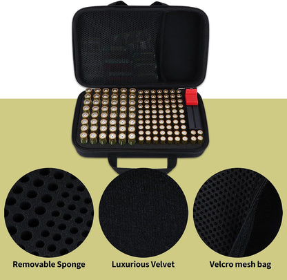 Battery Organizer Storage Case with Tester, Stores & Protects 120*AAA, 93*AA, 12*C, 16 * 9V, 8*D, 10*Coin Cell, Exceed 259 Batteries (Batteries are Not Included)