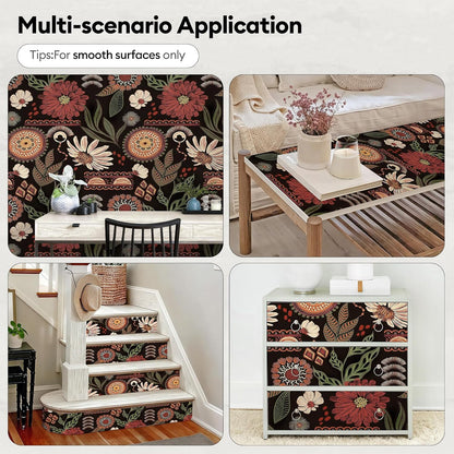 17"x118" Peel and Stick Wallpaper for Renter Friendly, Removable Wallpaper Peel and Stick, Self-Adhesive Textured Contact Paper for Walls, Cabinets, Countertops(Morning Song of Flowers)