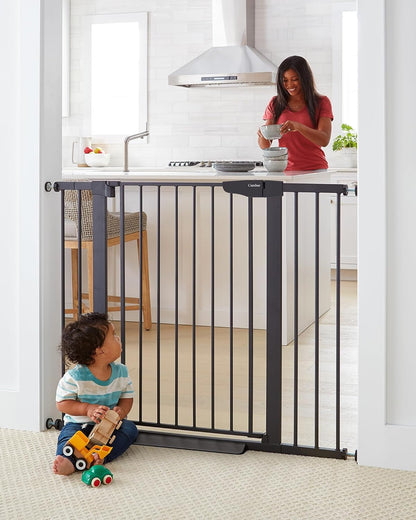 Cumbor 30-46" Baby Gate for Stairs, Mom's Choice Awards Winner-Auto Close Dog Gate for The House, Gifts for Mom, Easy Install Pressure Mounted Pet Gates for Doorways, Black