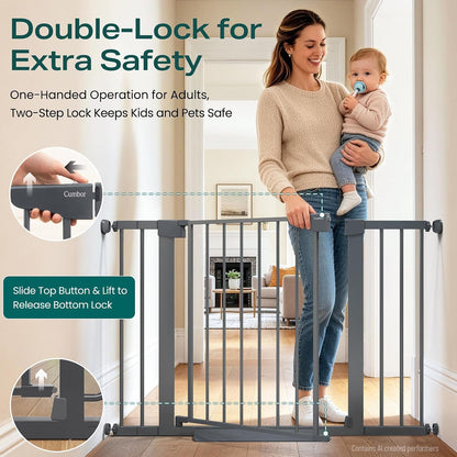 Cumbor 30-46" Baby Gate for Stairs, Mom's Choice Awards Winner-Auto Close Dog Gate for The House, Gifts for Mom, Easy Install Pressure Mounted Pet Gates for Doorways, Black