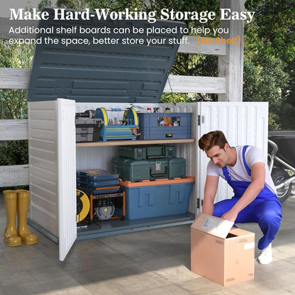 UDPATIO 120 Gallon Deck Box Outdoor Storage Box Lockable Waterproof Resin Indoor Outdoor Storage Container for Patio Cushions, Tools, Package Delivery Boxes for outside