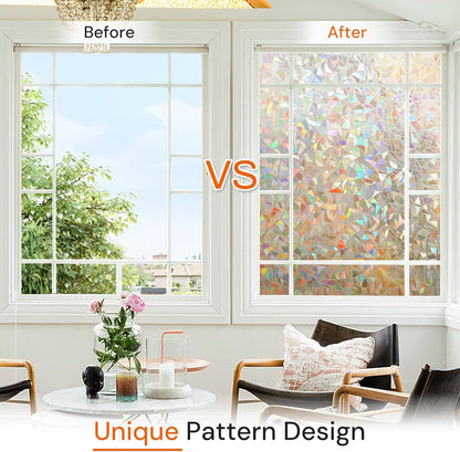DOWELL Window Privacy Film, Frosted Glass Window Film, Static Cling Non-Adhesive Glass Clings, Sun Blocking Opaque Coverings, Reusable Door Stickers for Bathroom Home Office, Pure, 17.5" x 78.7"