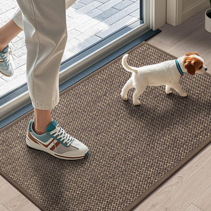 LEKEEPGO Door Mat 17"x29", Non Slip Door Mat Indoor Entrance, Rubber Backing Indoor Door mats Washable Absorbent Low-Profile Doormat Front Entryway Entry Resist Dirt Inside Door Mats, Khaki