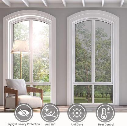 KESPEN Window Privacy Film Frosted Glass Heat Control UV Blocking Privacy Window Film for Glass Windows Static Cling Non-Adhesive Door Coverings Decals for Bathroom Home Office,17.5 Inch X 6.5 Feet