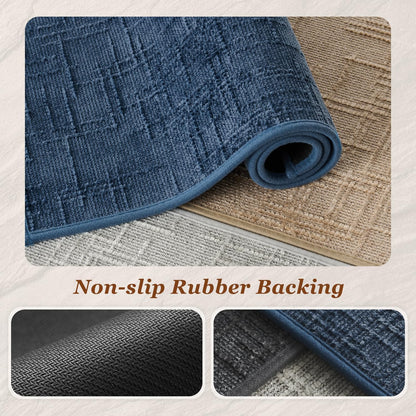 AMOAMI Bath Mat Non Slip Super Absorbent Quick Dry Bath Mats for Bathroom Floor Rubber Backing Washable Bathroom Rugs Modern Woven Jacquard Mat, Beside Tub Bath Rugs, 17" x 24", LightGrey