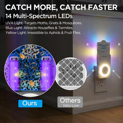 Flying Insect Traps+5 Refill Cartridges, 2026 2nd Gen, UV/Blue/Yellow Light Plug in Fly Trap & Indoor Bug Catcher for Gnats, No-Mess Bug Zapper, House & Fruit Flies, 7 * 24hrs Pest Control