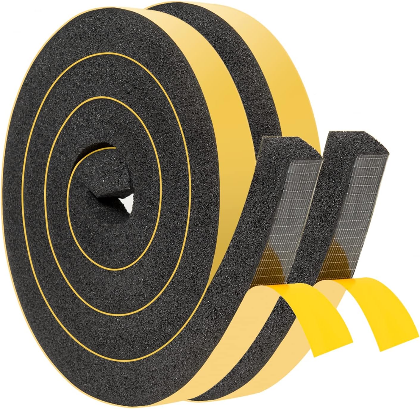 YoleShy Window Air Conditioner Foam Tape 2 Pcs 2 Inch Wide x 1 Inch Thick Weather Stripping Door Seal Strip for Insulation, Weatherstrip, Gap Blocker, Total 13 Feet Long(6.5ft x 2 Rolls), Black
