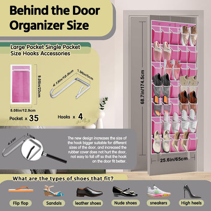 PAULONE 12 Pocket Over the Door Shoe Organizer,Reusable Breathable Large Mesh Bag Men's & Women's Sneaker Organizer,Shoe Organizer for Kids,Hanging Shoe Storage Hanging Bag (White)