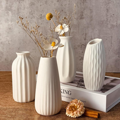 White Vases Set of 10, Small Ceramic Flower Vases Bulk Bud Vases for Wedding Table Centerpieces Decor Pampas Grass Modern Boho Home Party Decor DIY Gift
