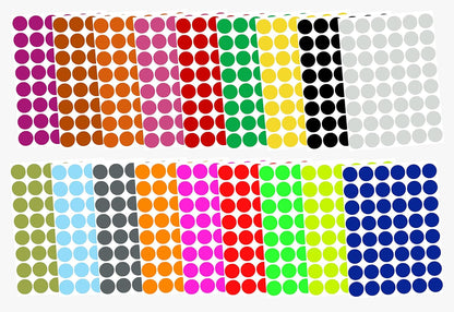 Royal Green Dot Sticker 11/16" Inch (17mm) Colored Labels in Purple - 2400 Pack - Colors B