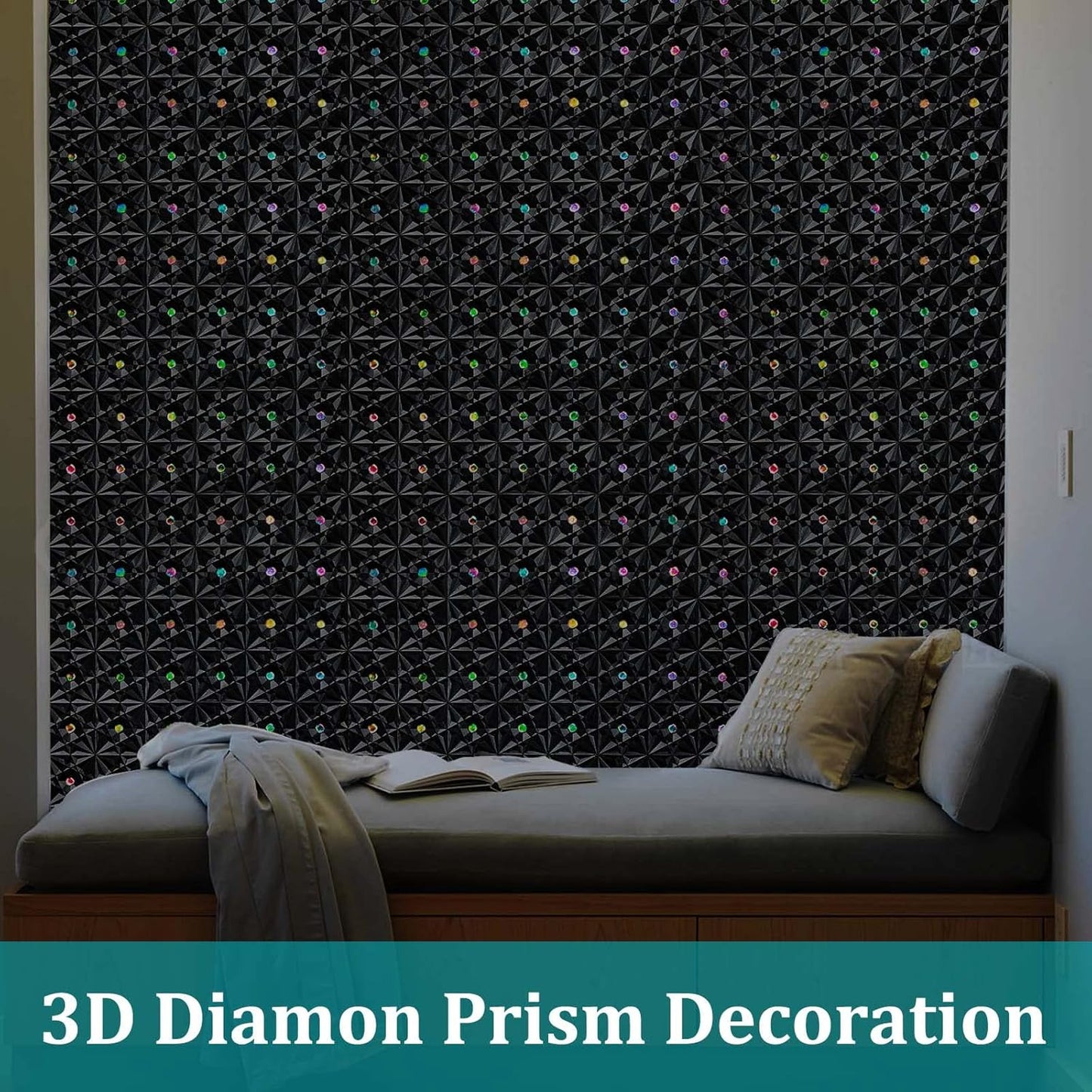Windimiley 3D Diamond Frosted Window Privacy Film, Static Cling No-Glue Removable Vinyl, UV Blocking Heat Control for Bathroom Bedroom Door, 17.5 x 78.7 inch
