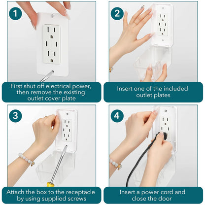 Bates- Baby Safety Outlet Cover Box, Transparent Door, Baby Proof Outlet Covers, Plug Covers for Electrical Outlets