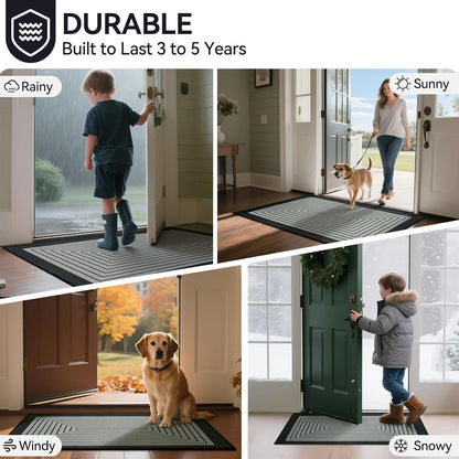 Front Door Mat 17''x30'', Absorbent Dirt Resist Washable Non Slip Low-Profile Indoor Doormat, Easy Clean Welcome Entryway Door Mats, Brown