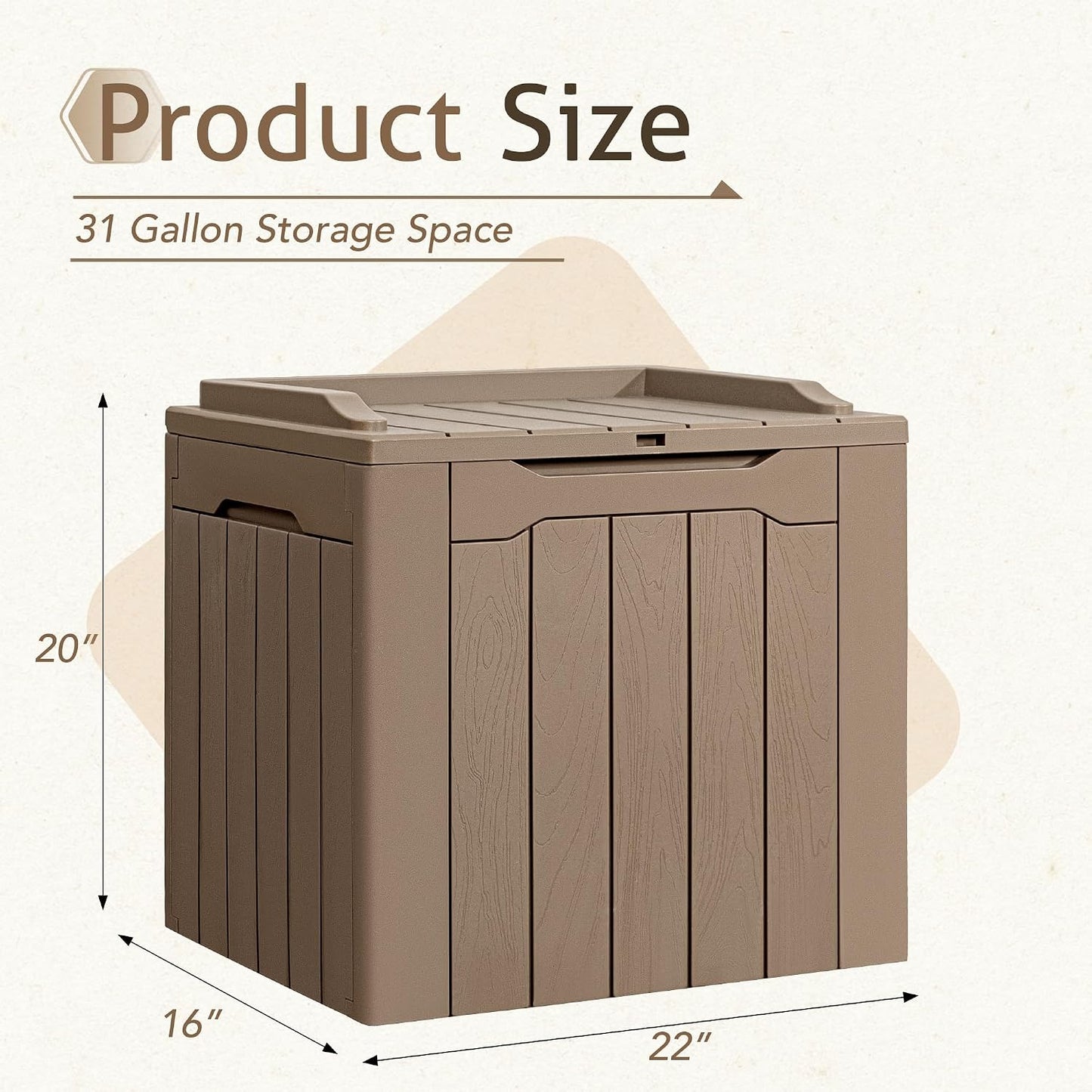 Flamaker Outdoor Storage Box 80 Gallon Resin Waterproof Deck Box Delivery Box with Wood Texture Large Storage Bin for Patio Cushions, (Grey)