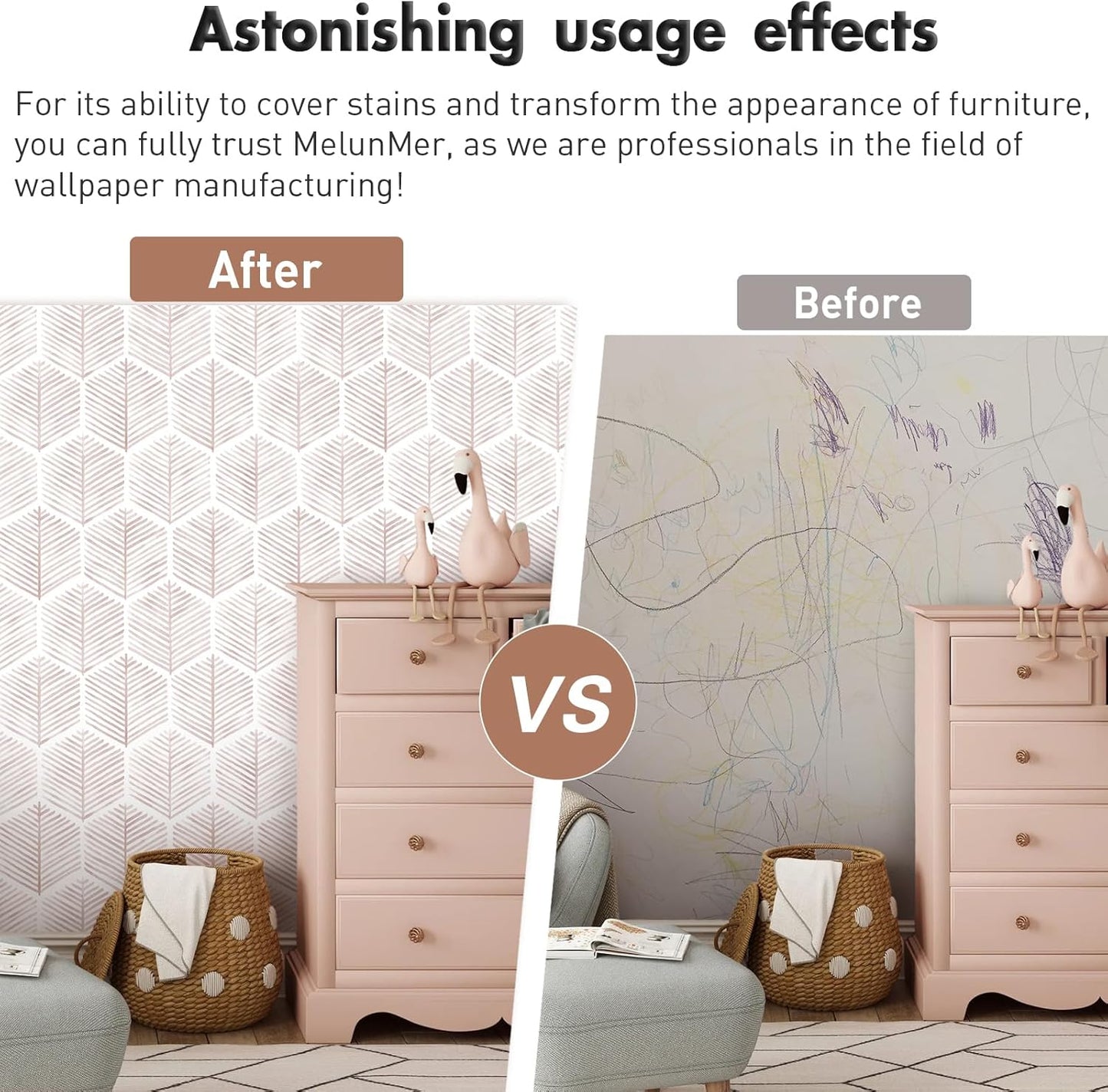 MelunMer 118In L 17.3In W Modern Peel and Stick Wallpaper Boho Contact Paper for Cabinets/Drawers Self Adhesive Removable Wallpaper for Bedroom/Bathroom Waterproof Geometric Contact Paper Beige/White