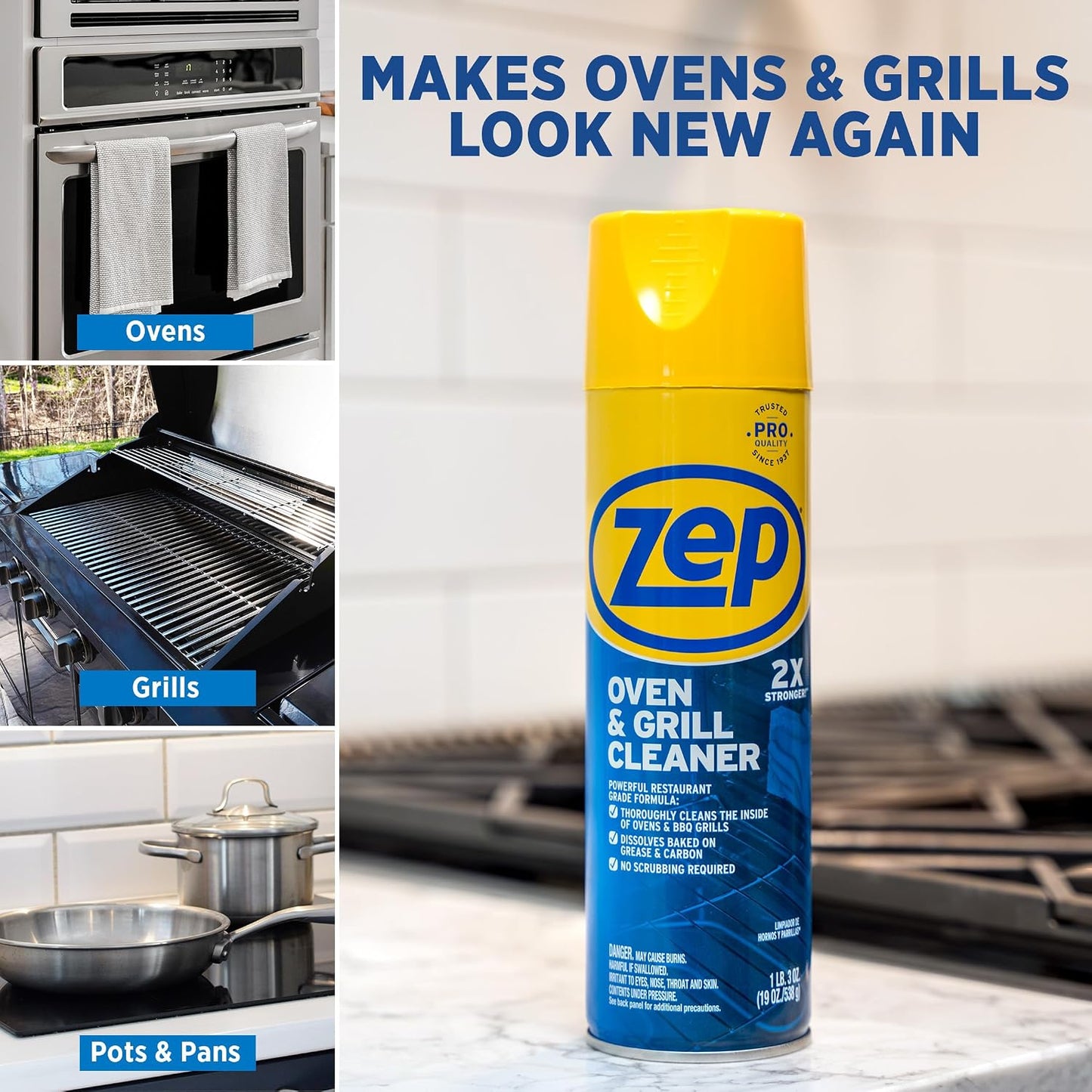 Zep Heavy-Duty Oven and Grill Cleaner - 19 oz (Case of 2) ZUOVGR19 - Dissolves Grease on Contact, on Burners, Grates and Drip Pans
