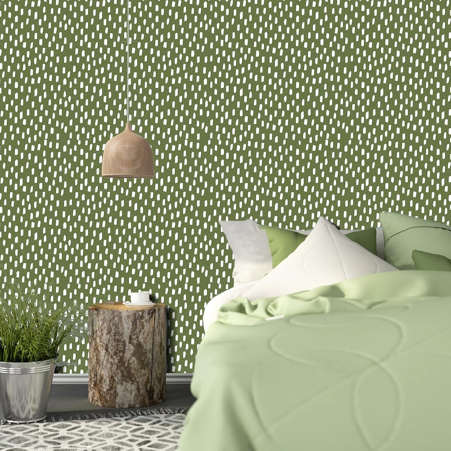 HAOKHOME Peel and Stick Wallpaper Boho Modern Dots Wall Paper Removable for Bathroom Caramel/White Contact Paper 17.3in x 9.8ft