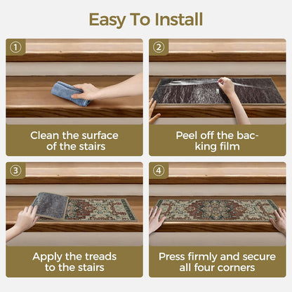 sarben Non Slip Stair Treads for Wooden Steps 15PCS - 8"x30" Indoor Safety Carpet, Edging Mats with TPE Adhesive Backing, Pet and Elderly Friendly Stair Rugs (Taupe) - Colors A