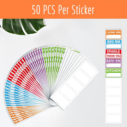 160 PCS Moving Labels, 8 Color-Coded Self-Adhesive Rectangular Stickers for Boxes, Large Home Moving Blank Packing Labels for Cartons, Storage Bins, Office Uses (6” x 4”)
