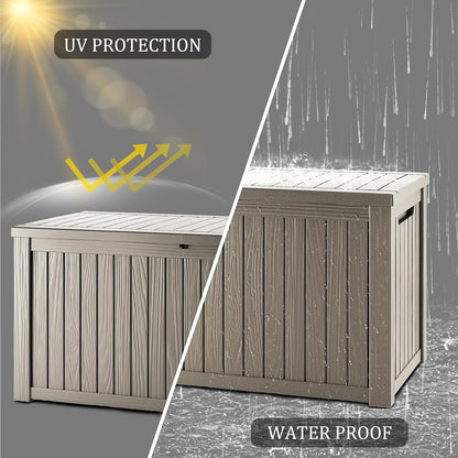 TARKARI 275 Gallon Resin Deck Box, Waterproof Outdoor Storage Box, Lockable for Patio Furniture, Garden Tools, Pool Accessories, UV-Resistant for All Weather Use, Black
