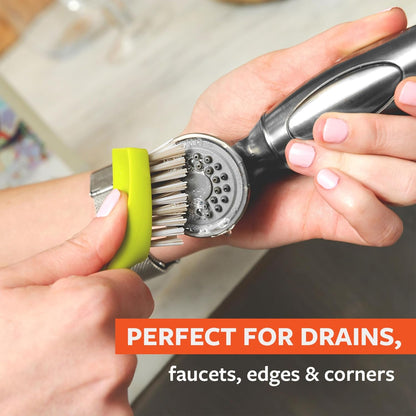 Full Circle Every-Crevice Detail Brush, Deep Cleaning Brush for Crevices, Shower, & Grout, Tough Bristles, Sustainable Bamboo Handle, White