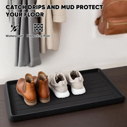 HIYARD Rubber Boot Tray for Entryway, Multipurpose Boot Mat, Shoe Tray, Shoe Mat for Indoor and Outdoor, 16x27.5, Black