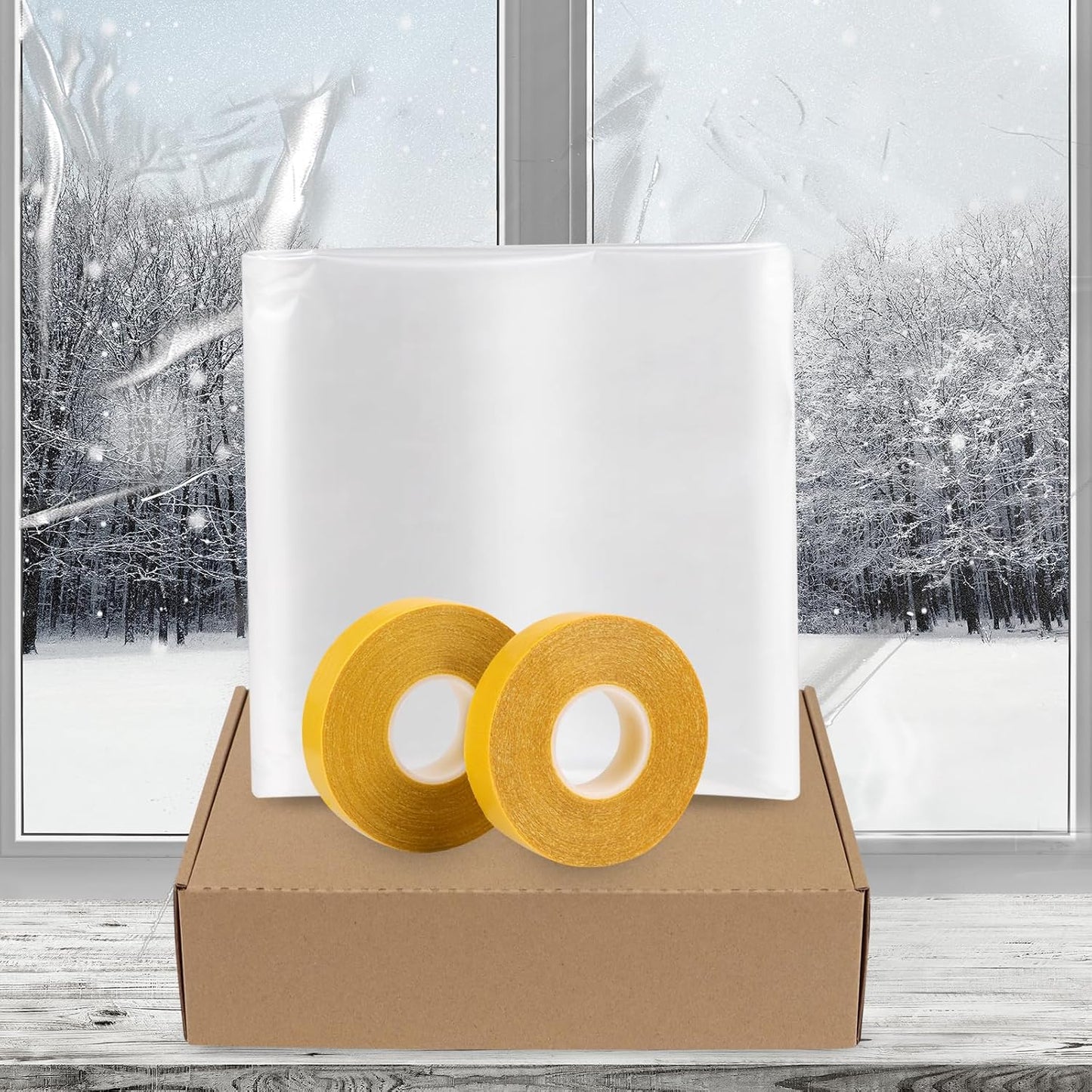 Window Insulation Kit for Winter Seal Covers Up to 5 Windows Thermal Shrink Film 43 in * 63 in Easy Indoor Installation Window Tape Included(Q-Wfilm-5Pack)