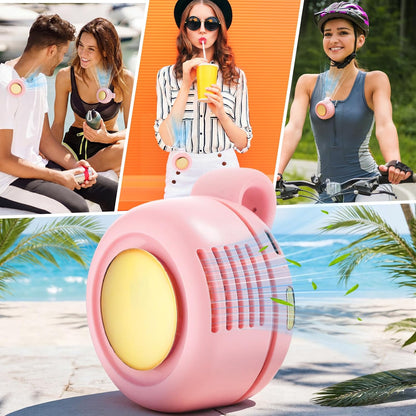 4 Pack 360° Portable Silent Mini Bladeless Electric Fan, Small Fan Clip on for Shirt & Waist, 3 Speeds Rechargeable Whirlwind Cooling Fans for Outdoor Travel Office(Pink)