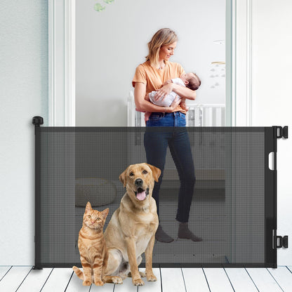 Upgraded Retractable Baby Gate for Stairs, 33"Tall Expands 71"Wide Ideal Safety Solution Dog Gate for Stairs Doorways Hallways Indoor Outdoor Mesh Baby Gate Retractable Screen Door(White,86CMx180CM)