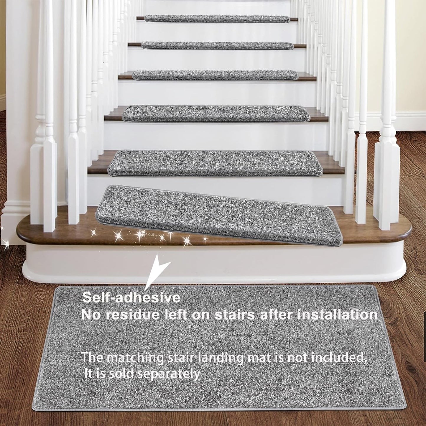 PURE ERA Carpet Stair Treads Tape Free Non Slip Indoor Stair Carpet Stair Protectors Pet-Friendly Non-Slip Skid Resistant Washable Reusable 8" x 30"(2 Pieces,Black)