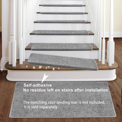 PURE ERA Carpet Stair Treads Tape Free Non Slip Indoor Stair Carpet Stair Protectors Pet-Friendly Non-Slip Skid Resistant Washable Reusable 8" x 30"(2 Pieces,Black)