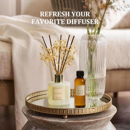 COCORRÍNA Reed Diffuser Refill Set, 10.2oz Scented Oil Refill 3 Pack, Clean Linen, Ocean Mist, Eucalyptus & Moss, Long Lasting Oil Diffuser Refill with 18 Sticks for Bathroom & Bedroom