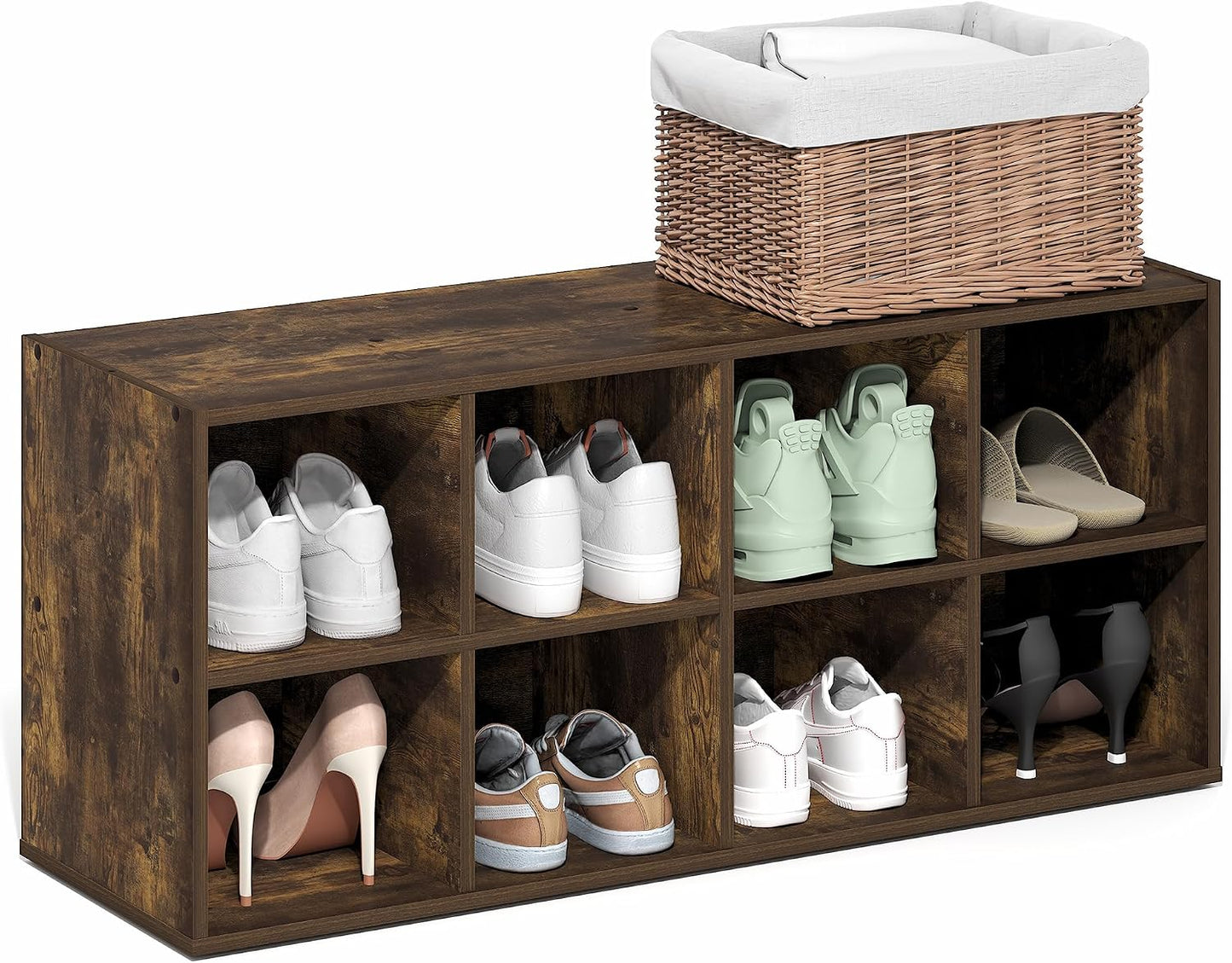 Furinno FANO Shoe Rack, 24-Inch Width 2-Tier Shoe Organizer, Stackable Shoes Storage, 11.7 x 24.2 x 11.7, for Closet Entryway, Office, Garage, Amber Pine