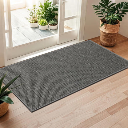 LEKEEPGO Door Mat 17"x29", Non Slip Door Mat Indoor Entrance, Rubber Backing Indoor Door mats Washable Absorbent Low-Profile Doormat Front Entryway Entry Resist Dirt Inside Door Mats, Khaki