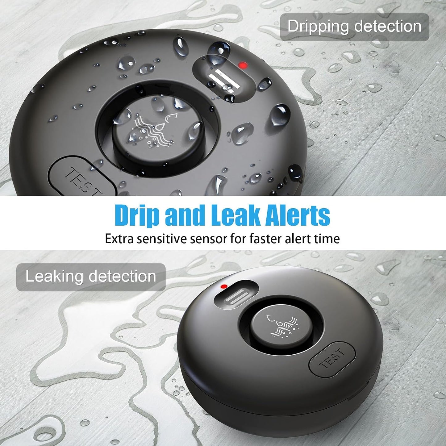 5 Pack Water Leak Alarm Detector, 120dB Loud Alert Water Sensor, IP66 Waterproof, Sensitive Leak and Drip Alert, Easy Installation for Home, Basement Flood Prevention, Bathroom, Sink, Laundry
