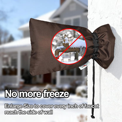 Enlarge Outdoor Faucet Cover for Winter Freeze Protection, 3M Thinsulate, 10”H x 6.3”W Hose Bib Covers for Wall Taps Outside, Waterproof & Frost Free Insulated Spigot Cover, 2 Pcs Faucet Socks - Black