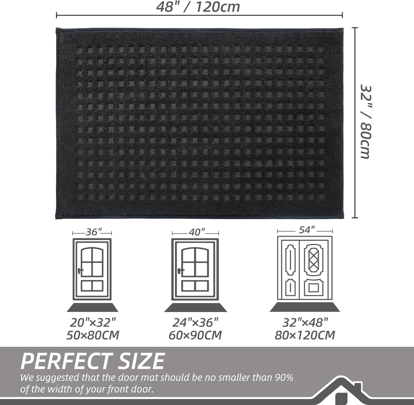BEQHAUSE Dirt Trapper Door Mats 20"x32", Non-Slip Waffle Doormat Indoor Entrance Low-Profile, Dirt Resist and Absorbent Entryway Rugs Washable Inside Welcome Floor Mat for Front Back Door, Beige