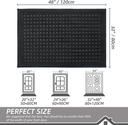 BEQHAUSE Dirt Trapper Door Mats 20"x32", Non-Slip Waffle Doormat Indoor Entrance Low-Profile, Dirt Resist and Absorbent Entryway Rugs Washable Inside Welcome Floor Mat for Front Back Door, Beige