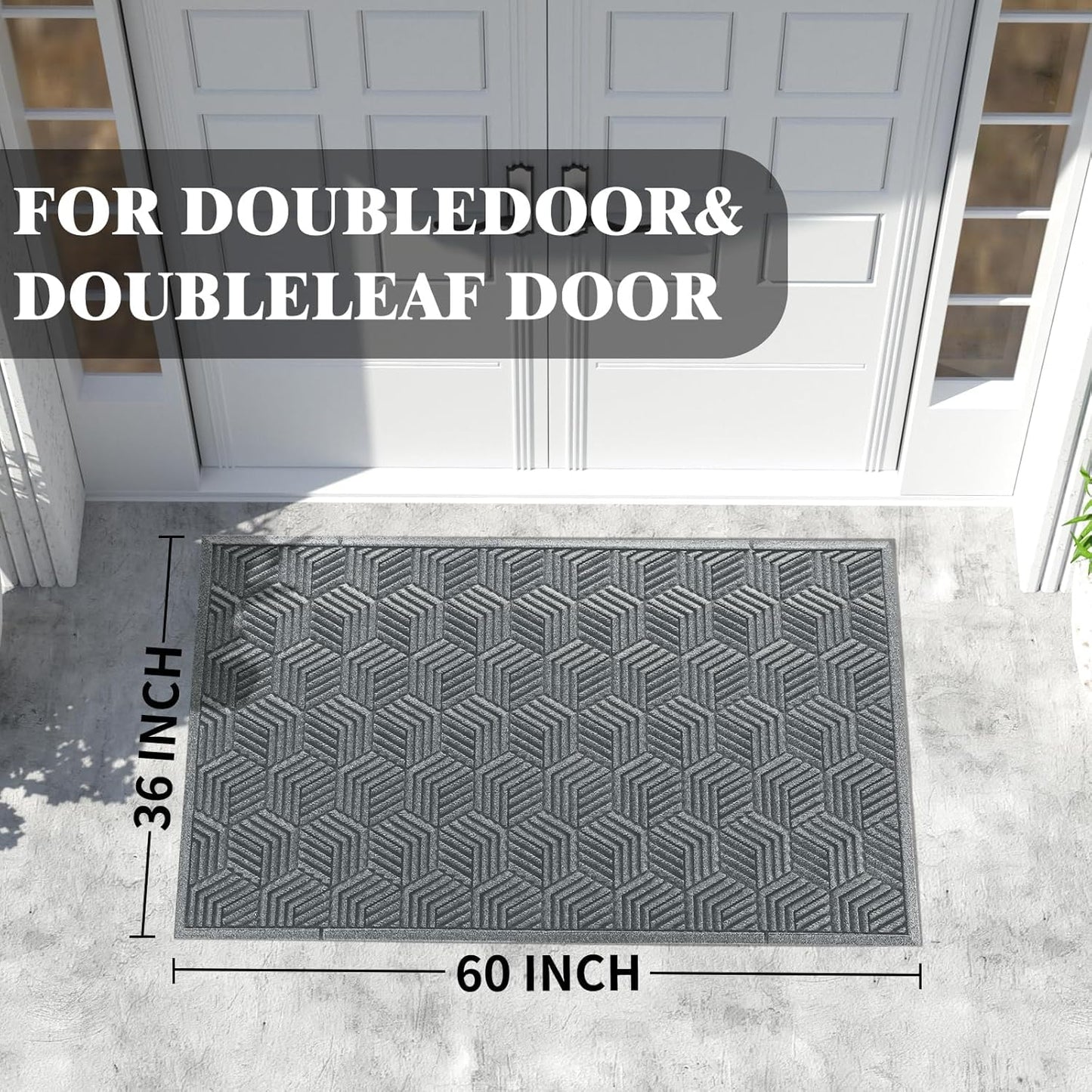 Yimobra Front Door Mat, All-Season Waterproof Outdoor Mat for Entrance with Drainage Holes, Heavy Duty Non-Slip Doormat for Garage Patio Entryway Indoor, 29.5x17, Red