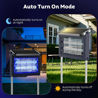 OnBeam Solar Bug Zapper Outdoor, 4500V Mosquito Zapper Fly Trap for Patio | 10W Solar Panel, IPX5 Waterproof, Auto Mode, Solar Powered, USB C Charging, Electric Rechargeable Mosquito Killer for Garden