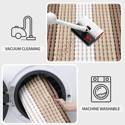 Kitinjoy Indoor Outdoor Door Mat, 32x20 Non-Slip Absorbent Dirt Trapper, Low-Profile Washable Inside Entrance Front Floor Mat, Sturdy Soft Entry Doormats for Entryway, Grey