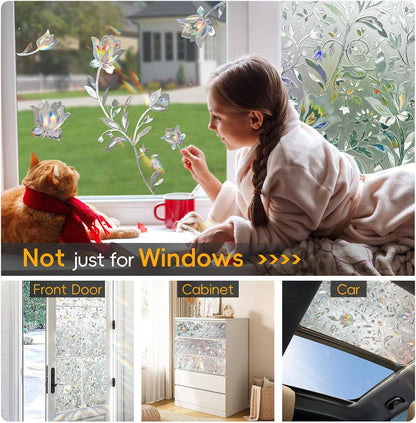 Frosted Glass Window Privacy Film Decorative with Tools, 2 Way Frosting Privacy Film for Glass Door, Static Cling Tint for Home Anti-UV, Covering Clings 23.6" by 77"