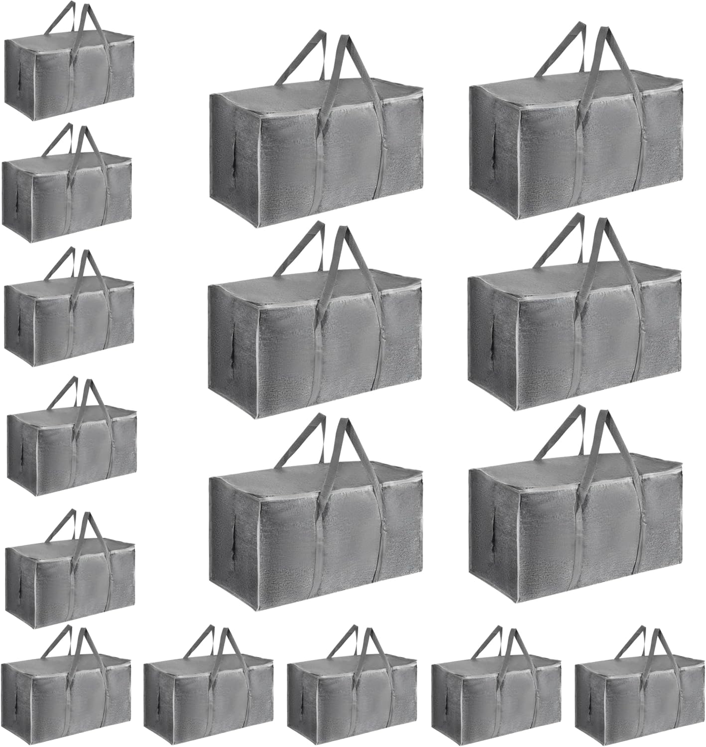 8 Pack-Extra Large Heavy Duty Moving Bags - Waterproof Storage Totes with Handles & Zippers, Foldable for College Dorm, Storage (Clear)