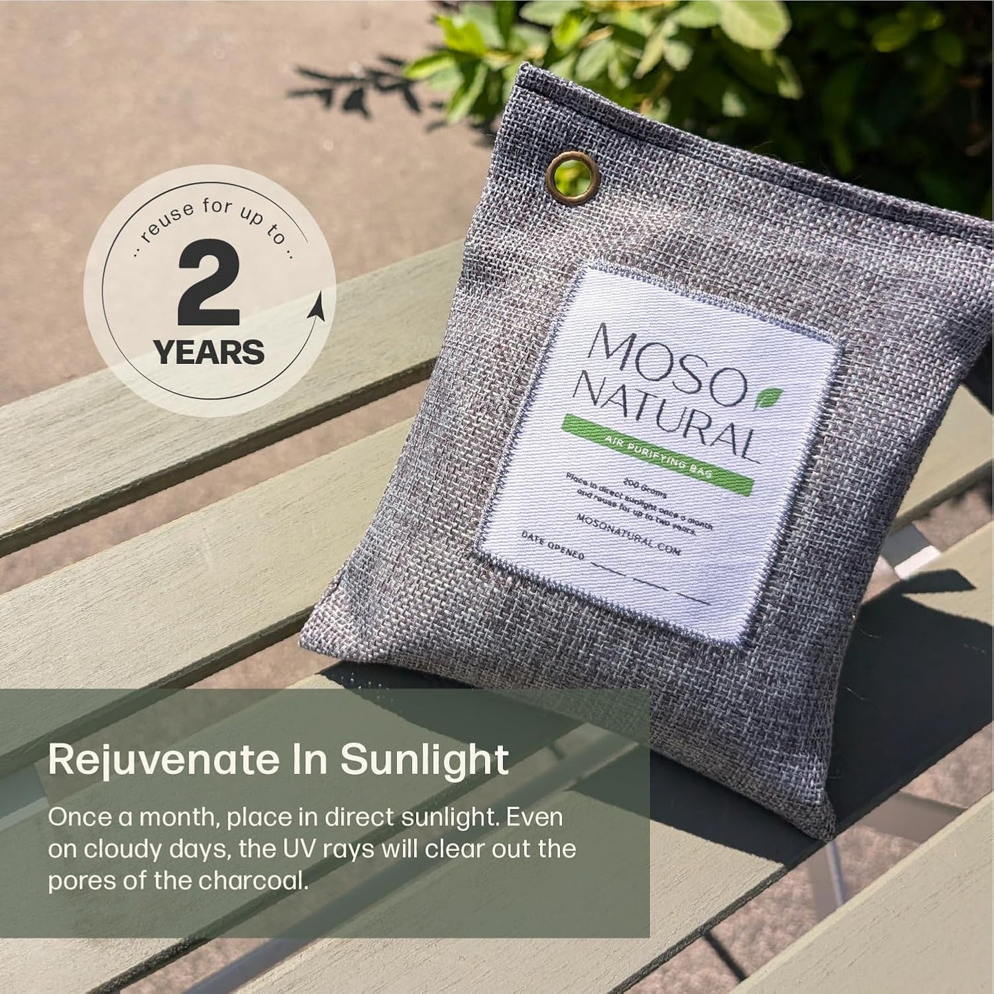 Moso Natural Air Purifying Bag 200g (3 Pack) HGTV Editor's Pick | Premium Bamboo Charcoal Odor Absorber for Home & Car | Closet Odor Eliminator & Car Air Freshener | Long Lasting Charcoal Bags