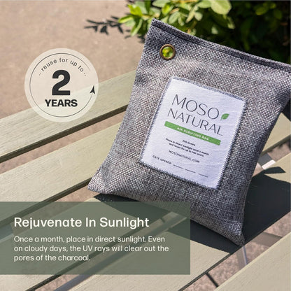 Moso Natural Air Purifying Bag 200g (3 Pack) HGTV Editor's Pick | Premium Bamboo Charcoal Odor Absorber for Home & Car | Closet Odor Eliminator & Car Air Freshener | Long Lasting Charcoal Bags