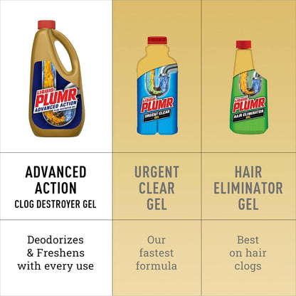Liquid-Plumr Pro-Strength Full Clog Destroyer, Bathroom & Kitchen Sinks, Shower and Tub Drain, Safe for Pipes, Liquid Drain Cleaner, 32 Fluid Ounces