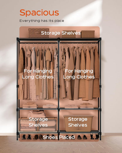 CASAMAYA Clothes Rack, Portable Closet, 80.7 Inch Extra Large Capacity Wardrobe Closet, Clothes Storage Organizer with Shelves and 5 Hanging Rods, Easy to Assembly, Black PCT036B01