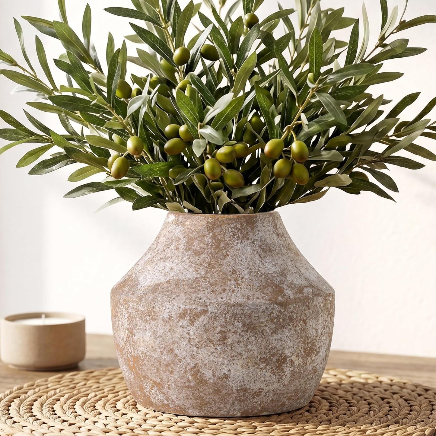 CUCUMI Ceramic Vase Set of 5, Home Decor Farmhouse Décor Handmade Pottery Vases for Pampas Grass, Dried Fresh Flowers, Table, Living Room, Kitchen, Shelf, Entryway Mantel Neutral Tones