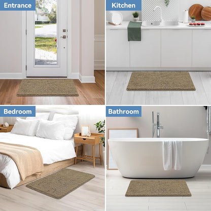 Bcoimo Bathroom Rugs 24x17, Bath Mats for Bathroom Non Slip with Rubber Backing,High Absorbent Microfiber Bath Rugs Quick Drying, Machine Washable, Durable Decor