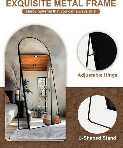Delma Arched Mirror Full Length,Standing Mirror Full Body,Large Floor with Stand for Wall Entryway Door Bedroom Bathroom Living Room